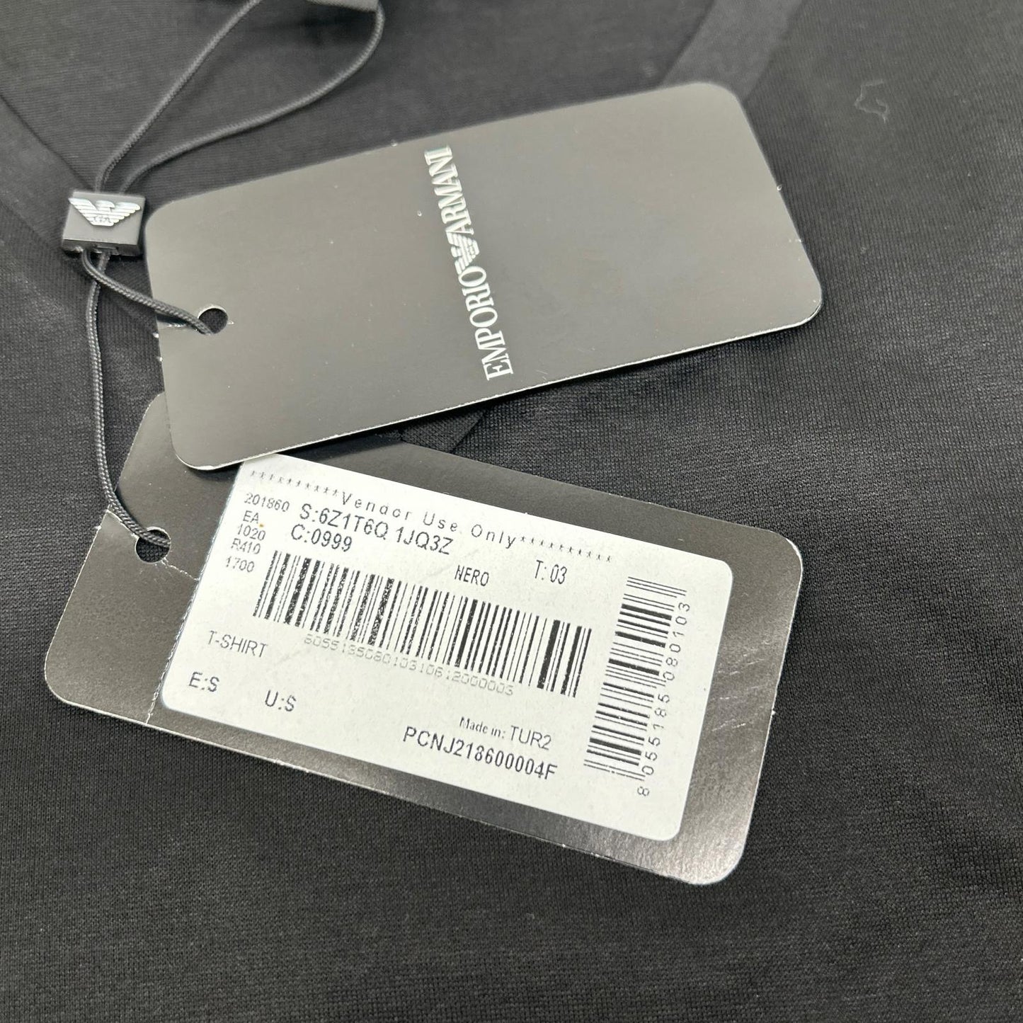 EMPORIOARMANI エンポリオアルマーニ 6Z1T6Q ブラック×グレー ロゴプリント ショートスリーブカットソー トップス