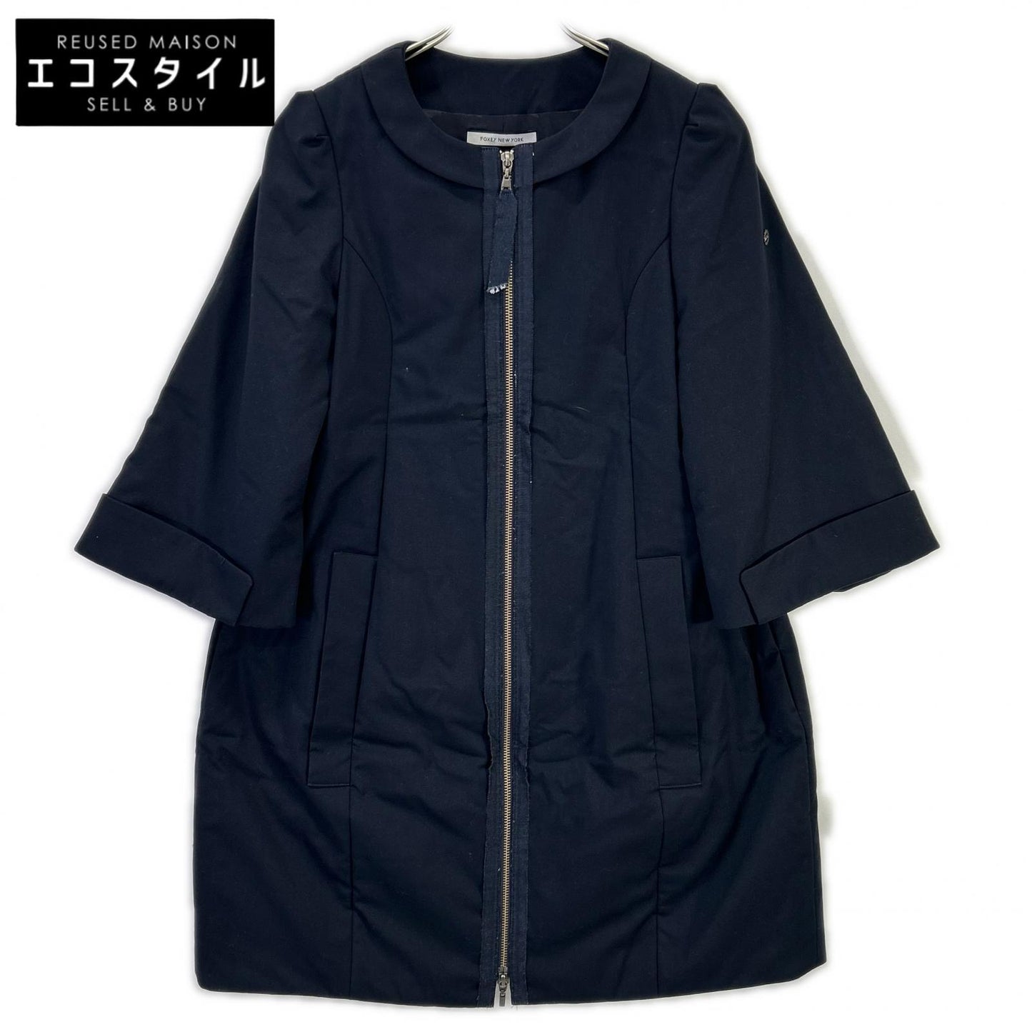 FOXEY NEW YORK フォクシーニューヨーク 33727 ブラック レーヨン混 タキシードコクーンコート コート