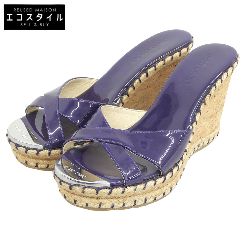JIMMY CHOO Patent Wedge-Sole Sandals Shoes Women's Perfume Purple 36 Shoes