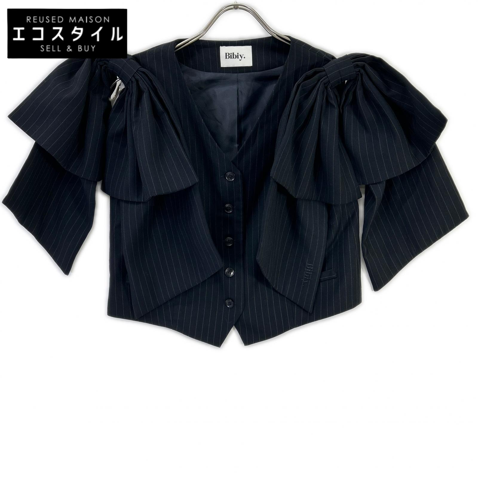 Bibiy ビビィ ネイビー ピンストライプ BIBIY DONNA RIBBON VEST ジャケット