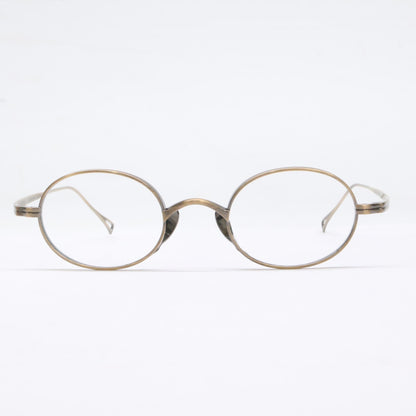 KameManNen カメマンネン 【美品】KMN9918 AG TITANIUM オーバルシェイプ アイウェア 眼鏡