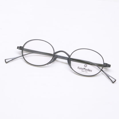 KameManNen カメマンネン 【美品】KMN9918 MBK TITANIUM デモレンズ オーバルシェイプ アイウェア 眼鏡