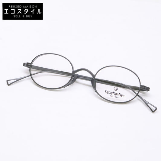 KameManNen カメマンネン 【美品】KMN9918 MBK TITANIUM デモレンズ オーバルシェイプ アイウェア 眼鏡