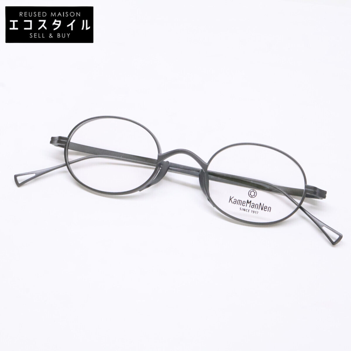 KameManNen カメマンネン 【美品】KMN9918 MBK TITANIUM デモレンズ オーバルシェイプ アイウェア 眼鏡