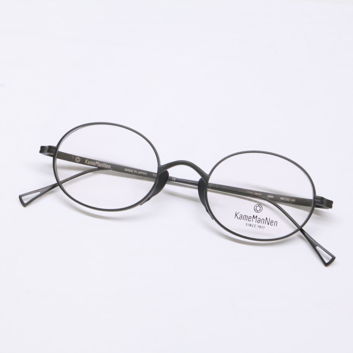 KameManNen カメマンネン 【美品】KMN9918 MBK TITANIUM デモレンズ オーバルシェイプ アイウェア 眼鏡