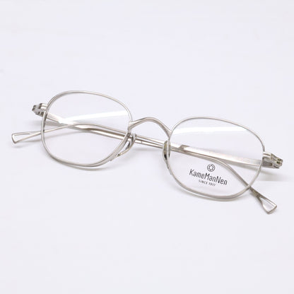 KameManNen カメマンネン 【美品】KMN114 チタン ワイド スクエアシェイプ 眼鏡