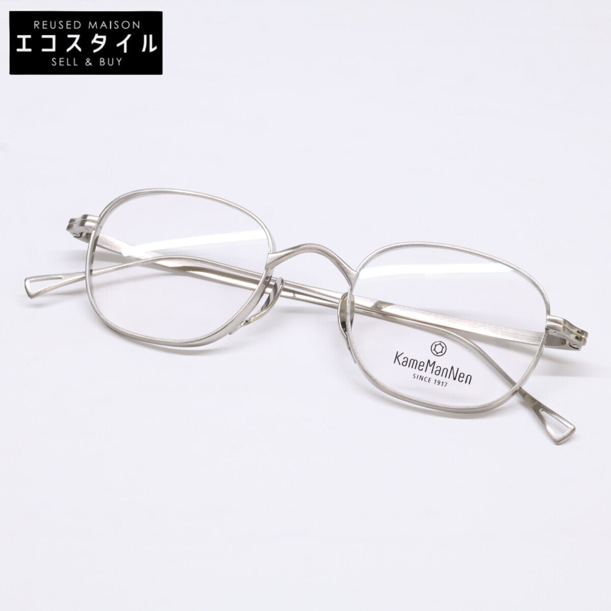 KameManNen カメマンネン 【美品】KMN114 チタン ワイド スクエアシェイプ 眼鏡