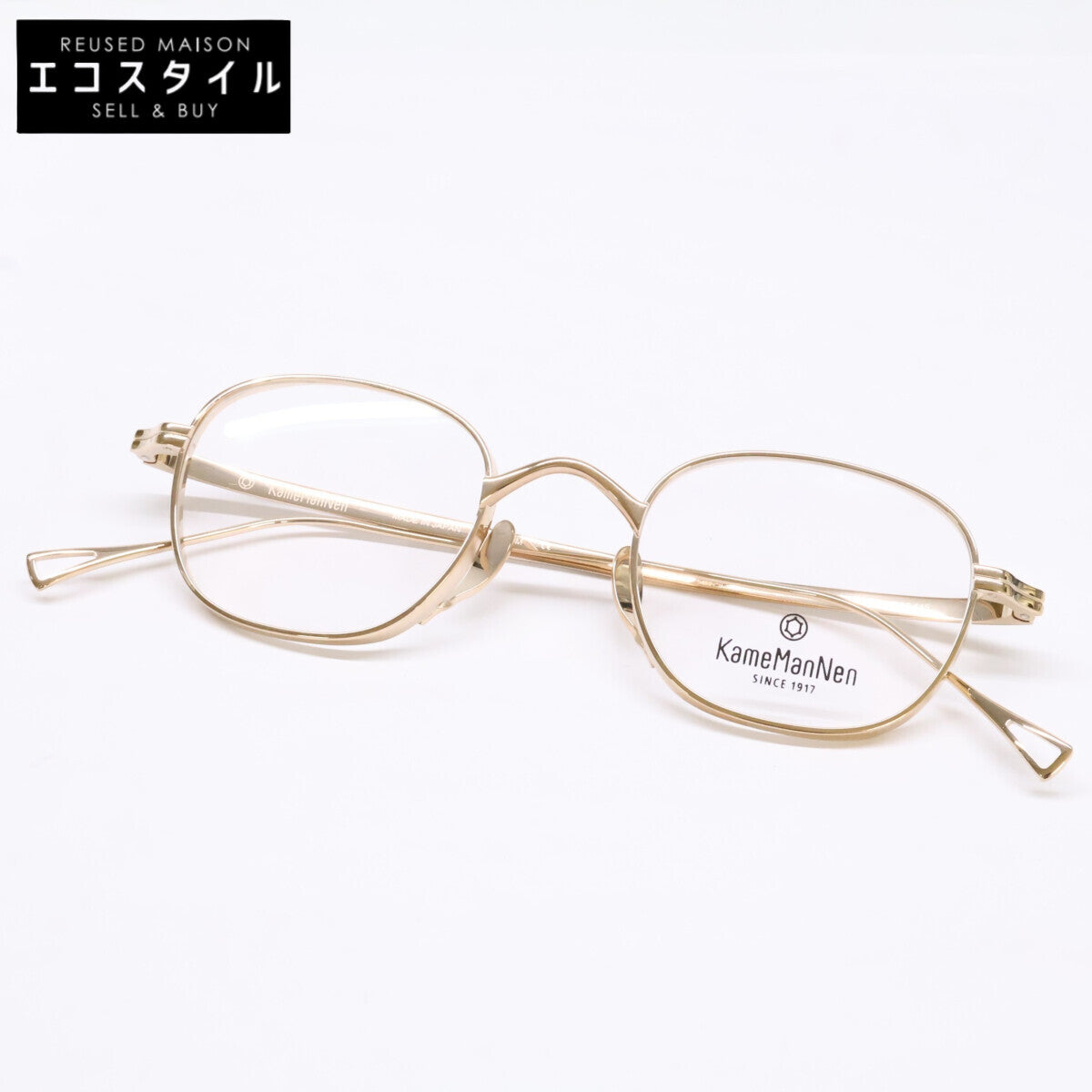KameManNen カメマンネン 【美品】KMN114 チタン ワイド スクエアシェイプ 眼鏡