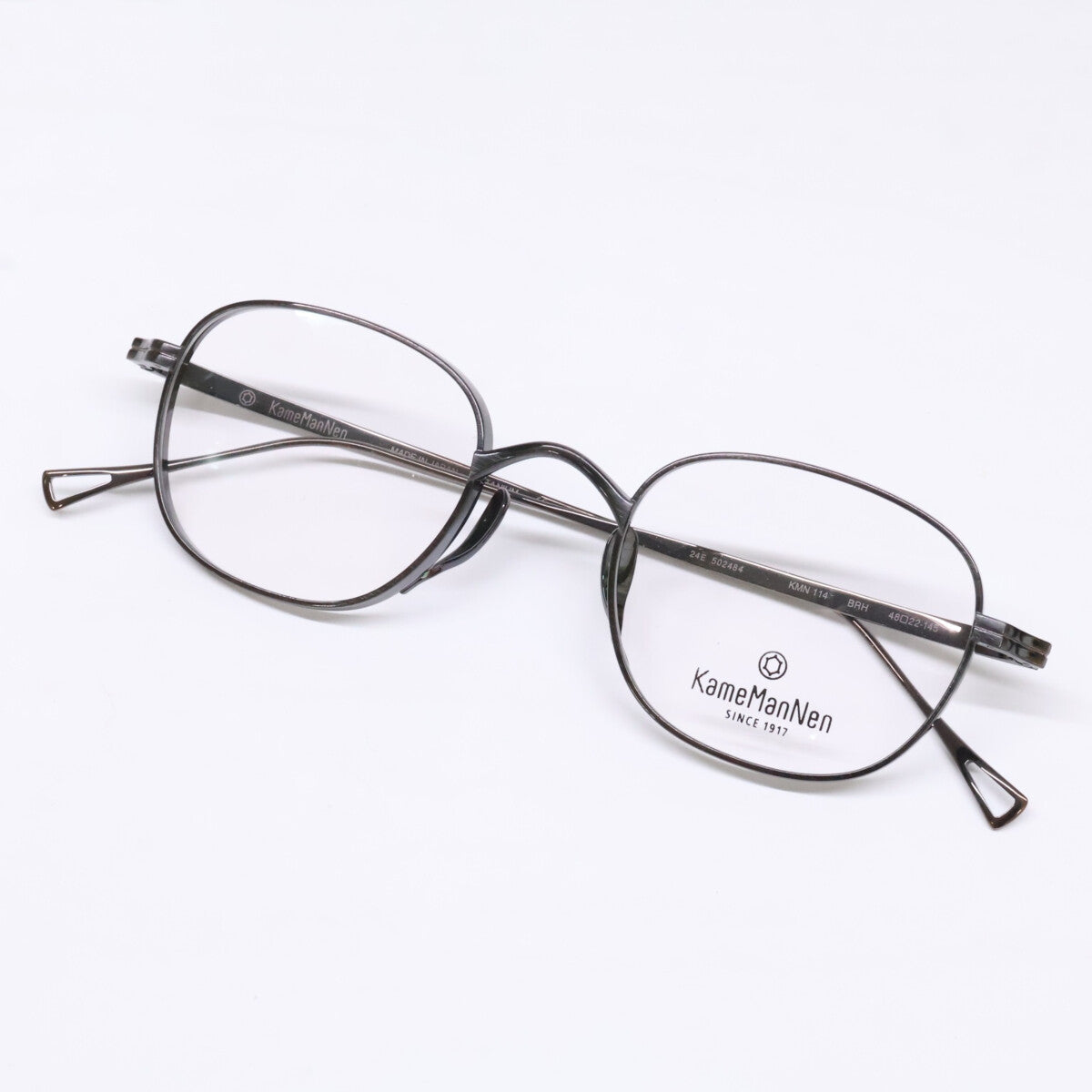 KameManNen カメマンネン 【美品】KMN114 チタン ワイド スクエアシェイプ 眼鏡