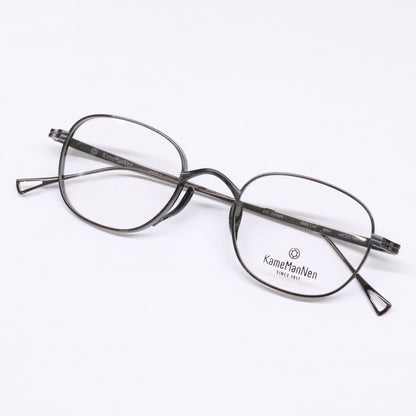 KameManNen カメマンネン 【美品】KMN114 チタン ワイド スクエアシェイプ 眼鏡