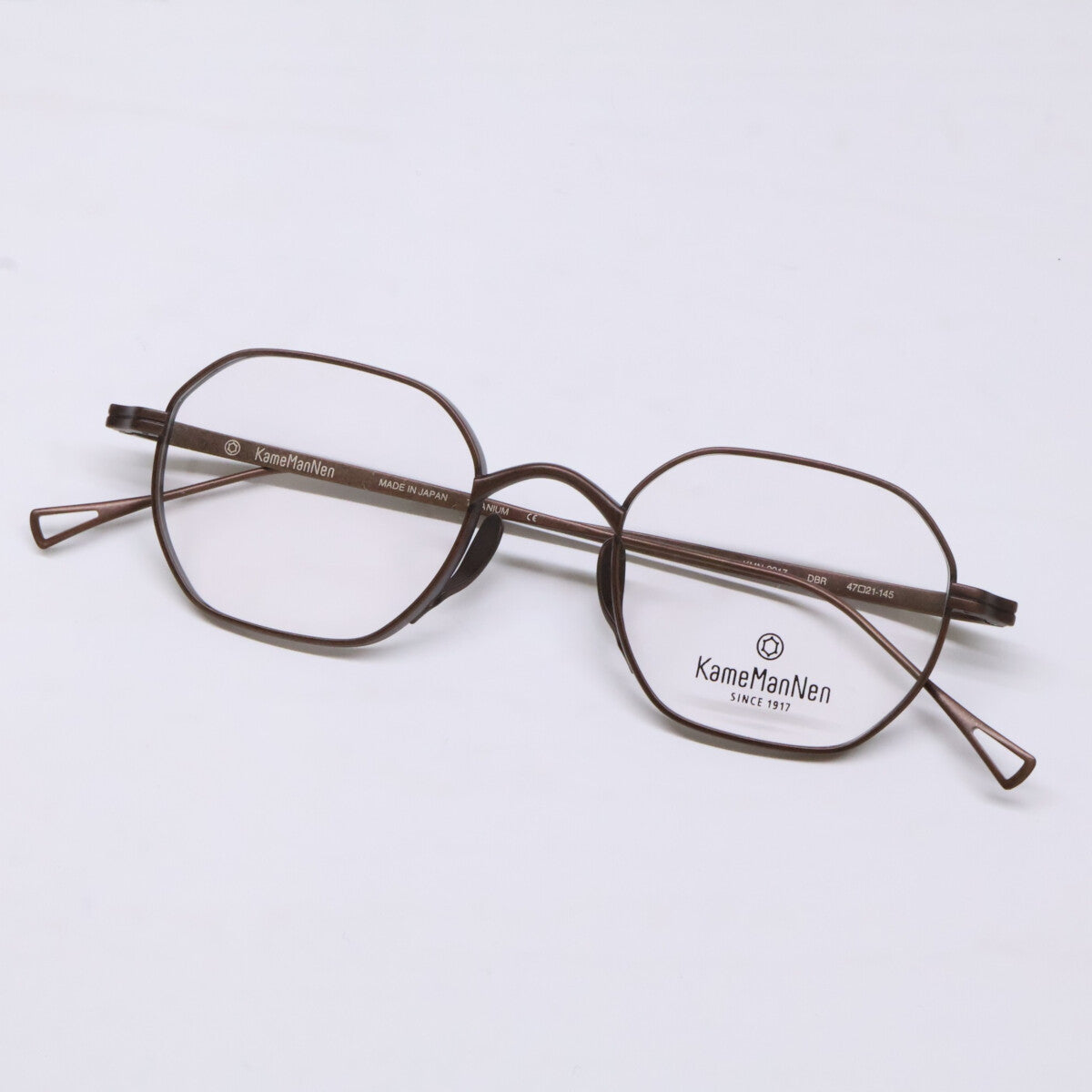 KameManNen カメマンネン 【美品】KMN9917 DBR TITANIUM デモレンズ ワイドオクタゴンシェイプ アイウェア 眼鏡