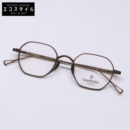 KameManNen カメマンネン 【美品】KMN9917 DBR TITANIUM デモレンズ ワイドオクタゴンシェイプ アイウェア 眼鏡