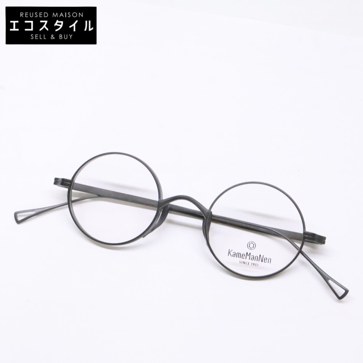 KameManNen カメマンネン 【美品】KMN-99 MBK TITANIUM デモレンズ ラウンドシェイプ アイウェア 眼鏡
