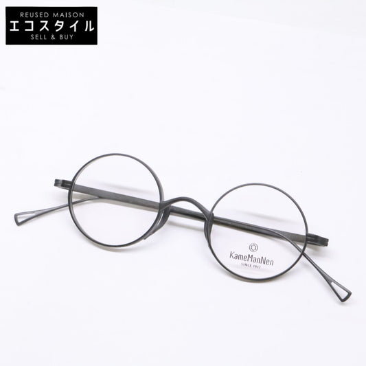 KameManNen カメマンネン 【美品】KMN-99 MBK TITANIUM デモレンズ ラウンドシェイプ アイウェア 眼鏡