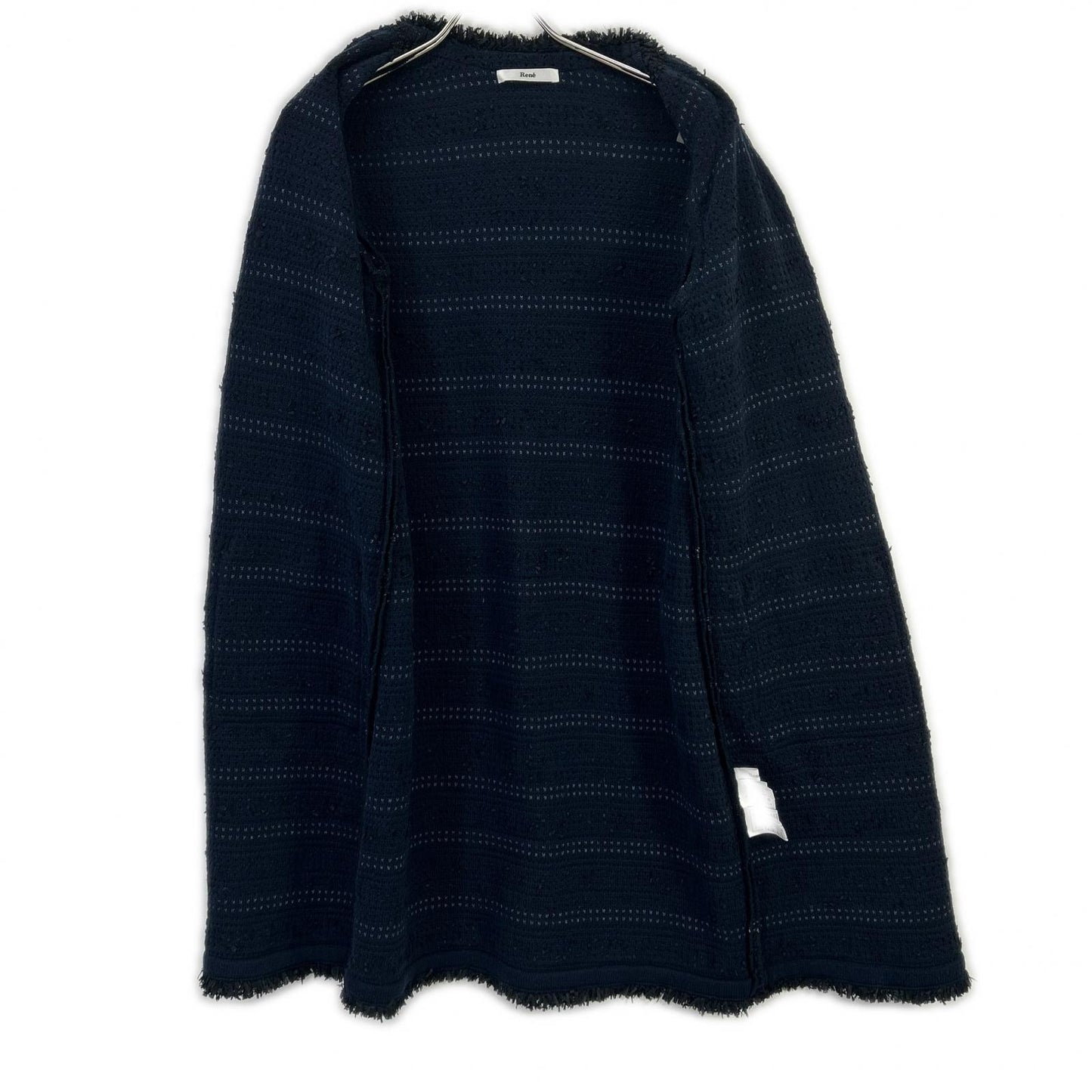 Rene 6112180 Navy × Black Acrylic-Nylon Tweed Coat Coat