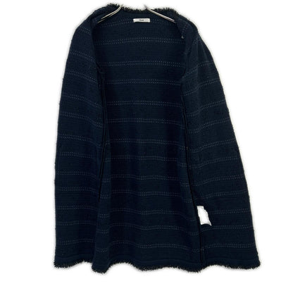 Rene 6112180 Navy × Black Acrylic-Nylon Tweed Coat Coat
