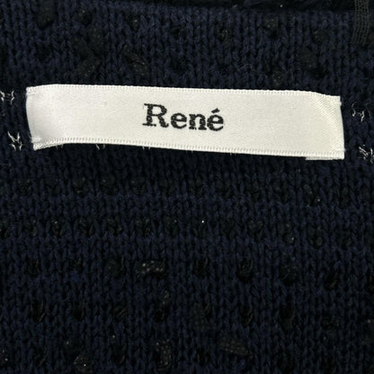 Rene 6112180 Navy × Black Acrylic-Nylon Tweed Coat Coat