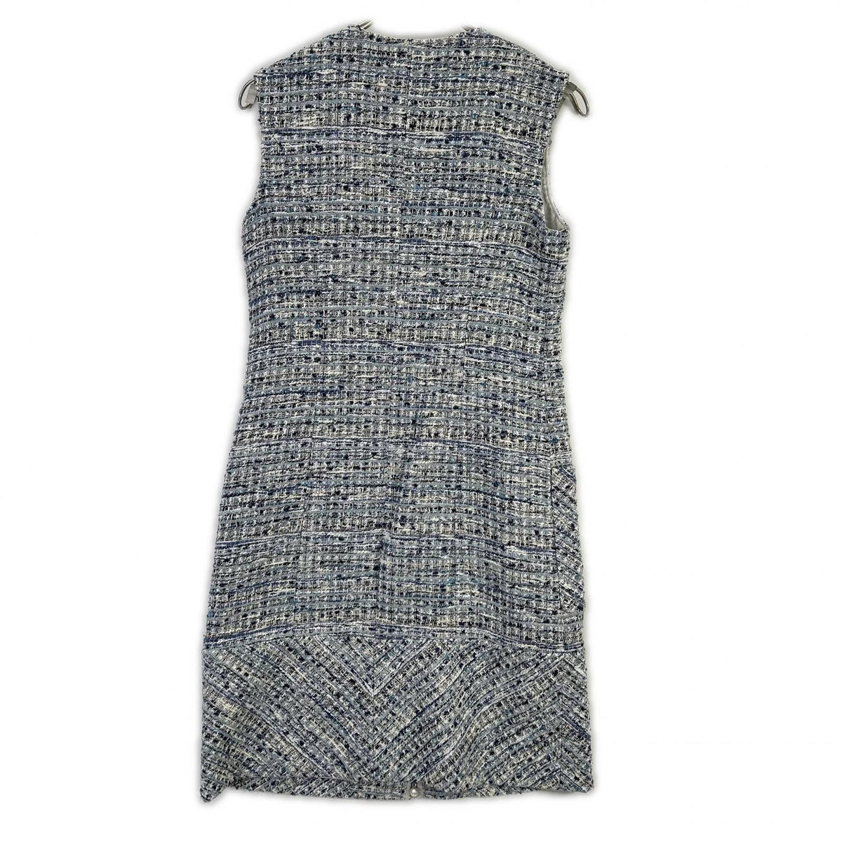 Rene 6216160 White × Light Blue Lurex Tweed Gilet Dress One-Piece Dress