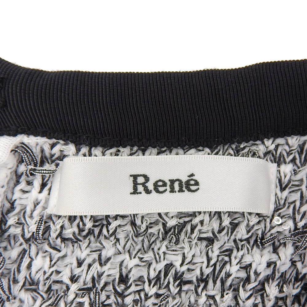 Rene ルネ 美品 ツイードノースリーブワンピース レディース ホワイト×ブラック 36 6412570 ワンピース