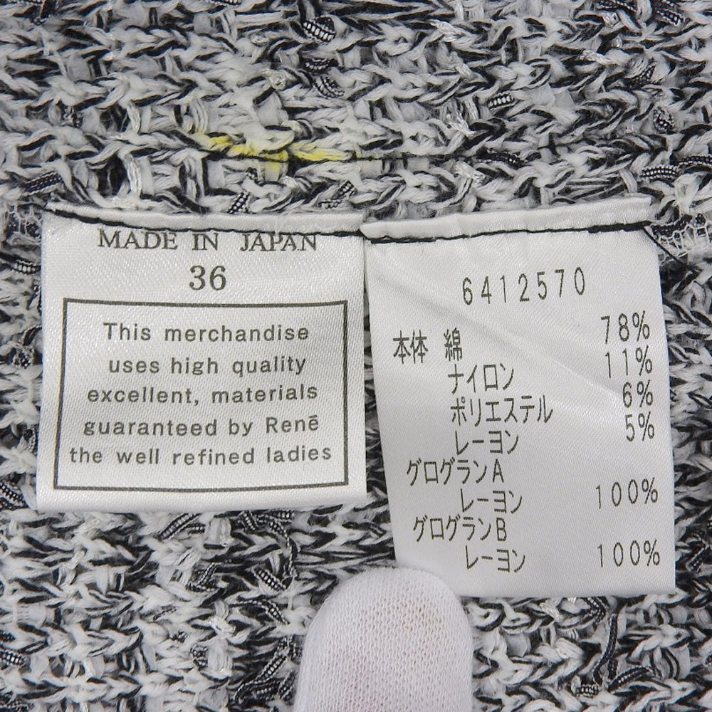 Rene ルネ 美品 ツイードノースリーブワンピース レディース ホワイト×ブラック 36 6412570 ワンピース