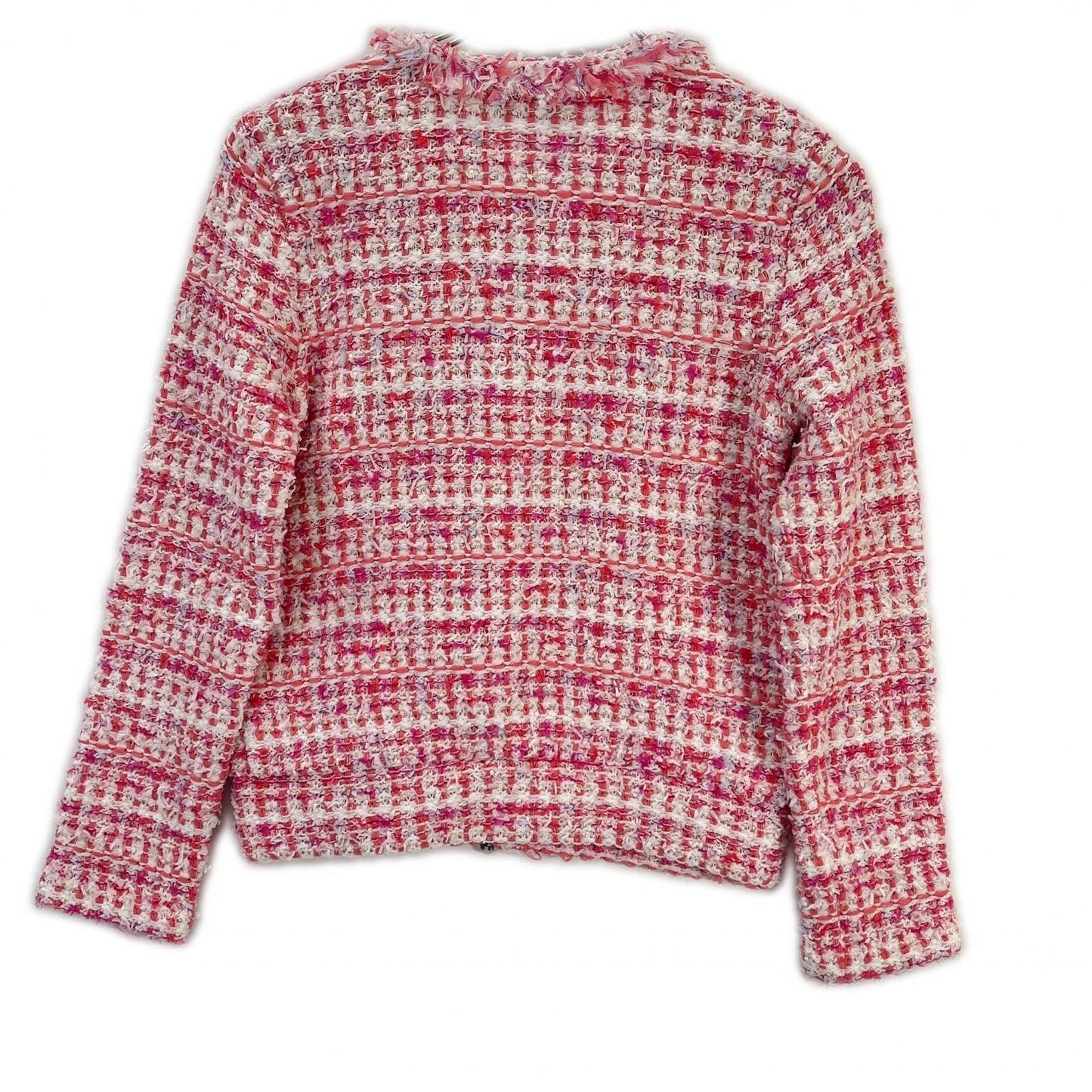 Rene ルネ 24SS 6412270 ピンク×ホワイト ビジュージップ ジップアップ ツイードジャケット ジャケット