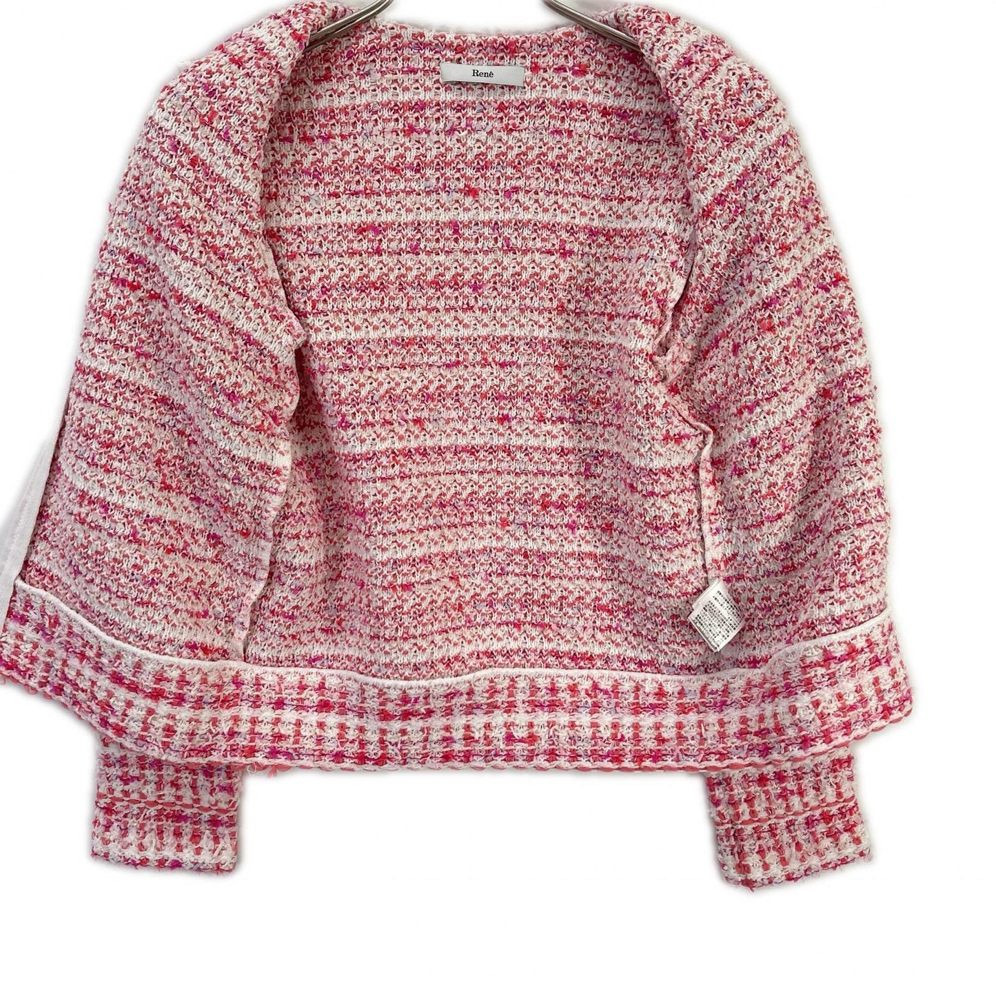 Rene ルネ 24SS 6412270 ピンク×ホワイト ビジュージップ ジップアップ ツイードジャケット ジャケット