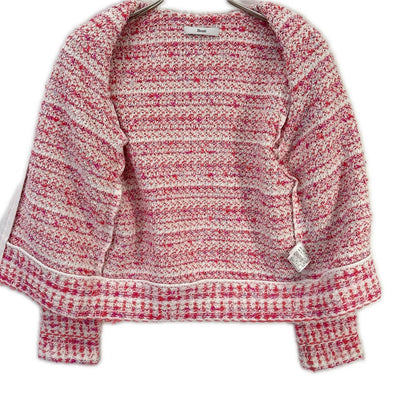 Rene ルネ 24SS 6412270 ピンク×ホワイト ビジュージップ ジップアップ ツイードジャケット ジャケット