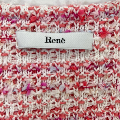 Rene ルネ 24SS 6412270 ピンク×ホワイト ビジュージップ ジップアップ ツイードジャケット ジャケット