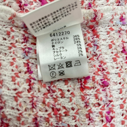 Rene ルネ 24SS 6412270 ピンク×ホワイト ビジュージップ ジップアップ ツイードジャケット ジャケット