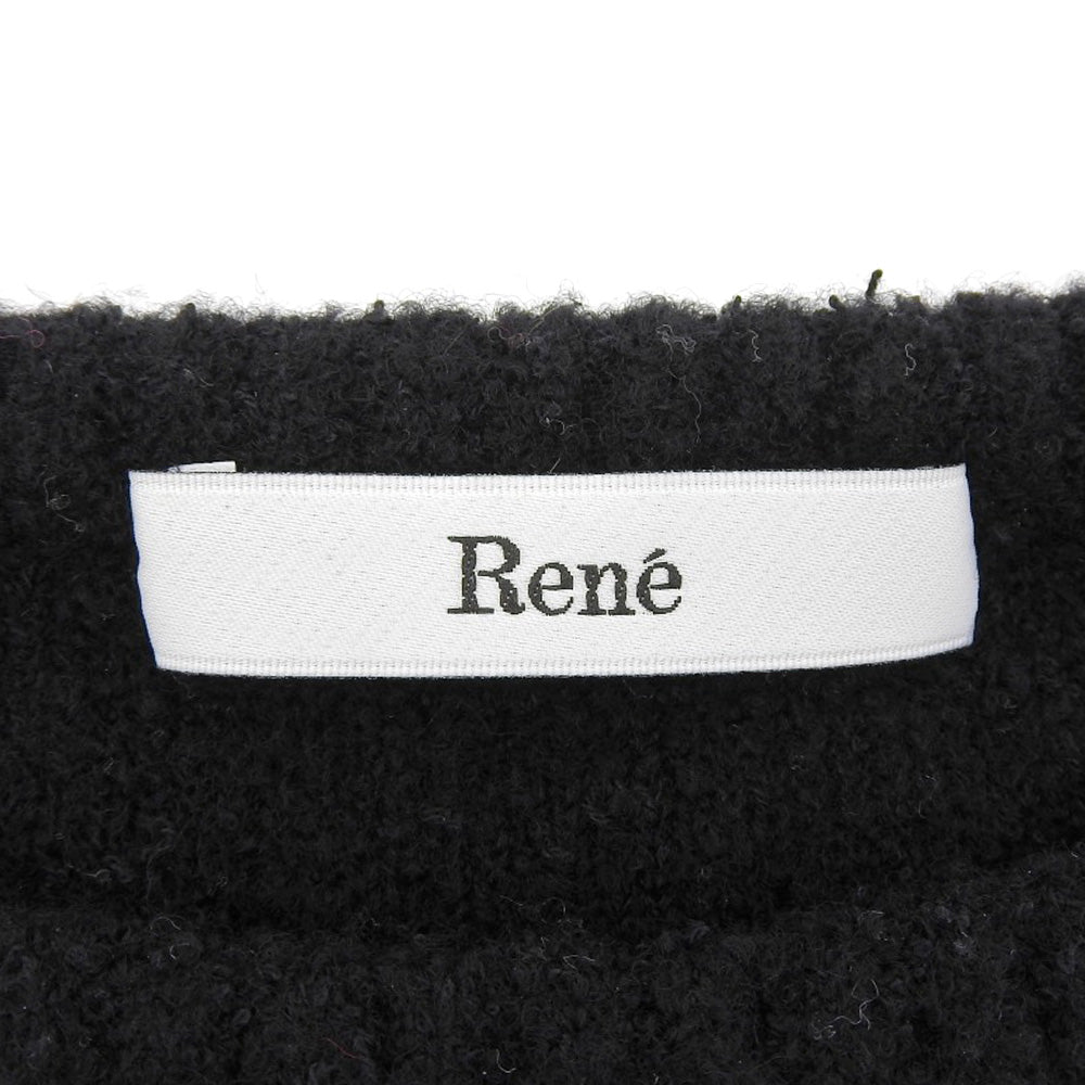 Rene ルネ カットワークデザイン ノースリーブ ニットワンピース レディース 黒 ブラック 34 6332490 ワンピース