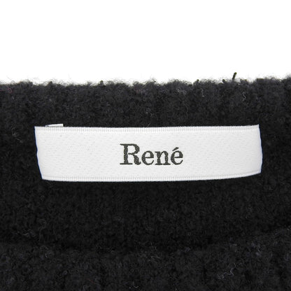 Rene ルネ カットワークデザイン ノースリーブ ニットワンピース レディース 黒 ブラック 34 6332490 ワンピース