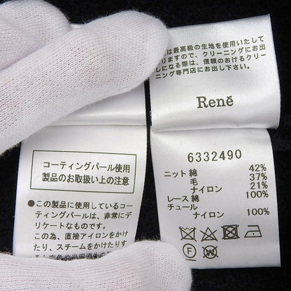 Rene ルネ カットワークデザイン ノースリーブ ニットワンピース レディース 黒 ブラック 34 6332490 ワンピース