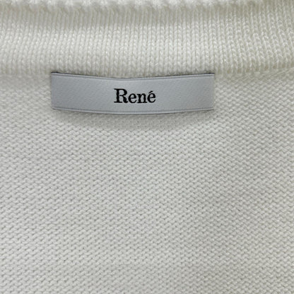 Rene ルネ 6312401 ホワイト フローラルデザイン ノーカラーニットジャケット ジャケット