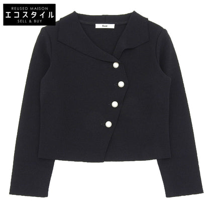 Rene ルネ 美品 パールボタン ニットジャケット レディース 黒 ブラック 34 6032310 ジャケット