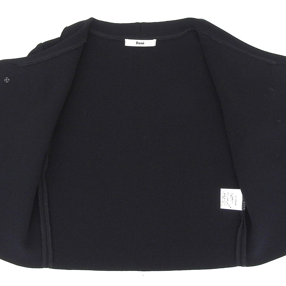 Rene ルネ 美品 パールボタン ニットジャケット レディース 黒 ブラック 34 6032310 ジャケット