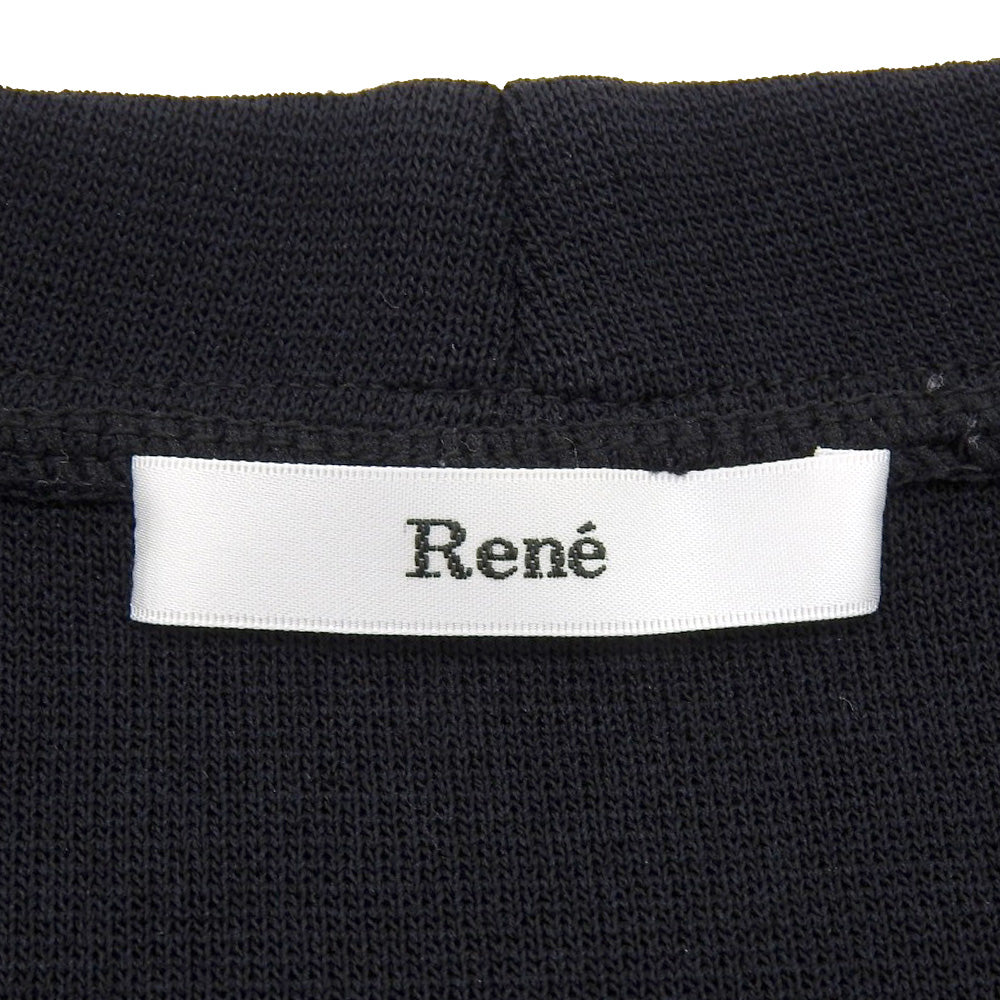 Rene ルネ 美品 パールボタン ニットジャケット レディース 黒 ブラック 34 6032310 ジャケット