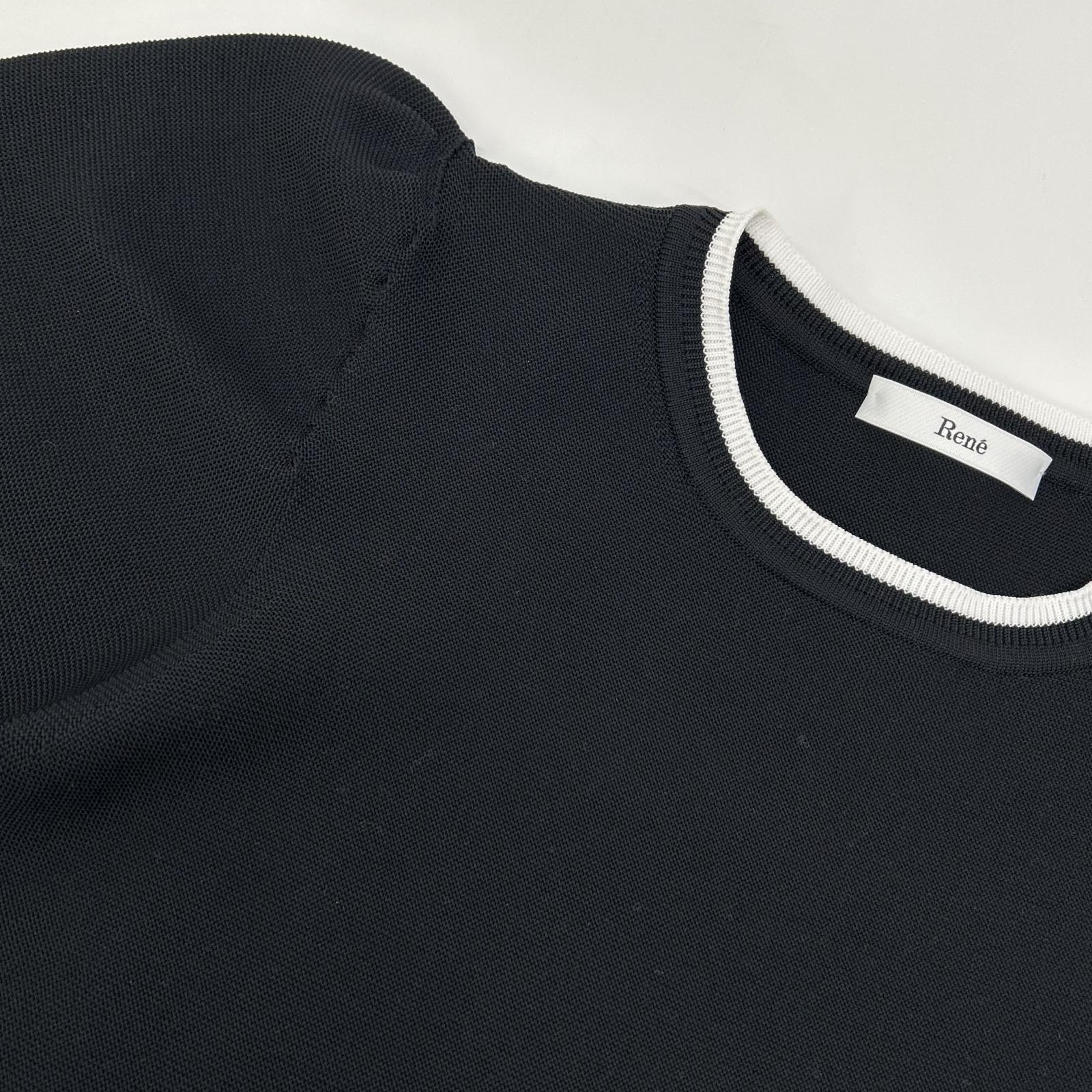 Rene ルネ 24AW 6432130 ブラック バルーンスリーブ フレアスカート ニットワンピース トップス