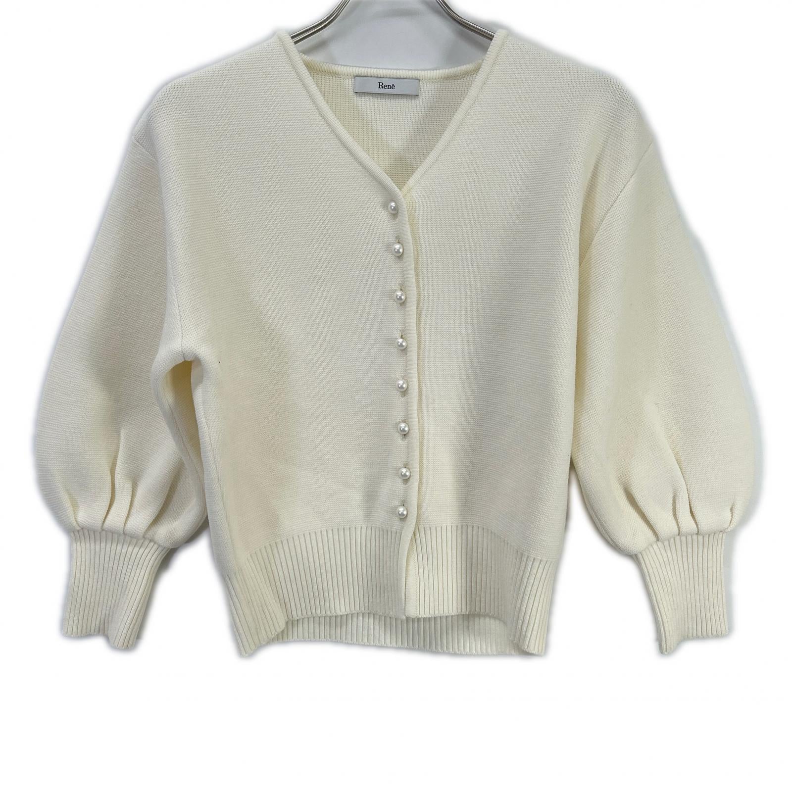 Rene ルネ 24AW 6412200 アイボリー パールボタン コットンニット トップス