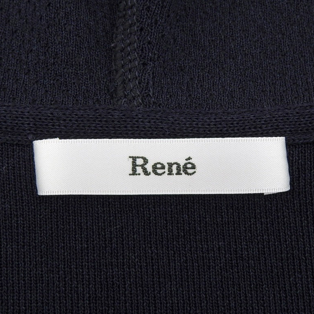 Rene ルネ 美品 ショート丈 フーテッドニットカーディガン トップス レディース ネイビー 36 6822480 トップス