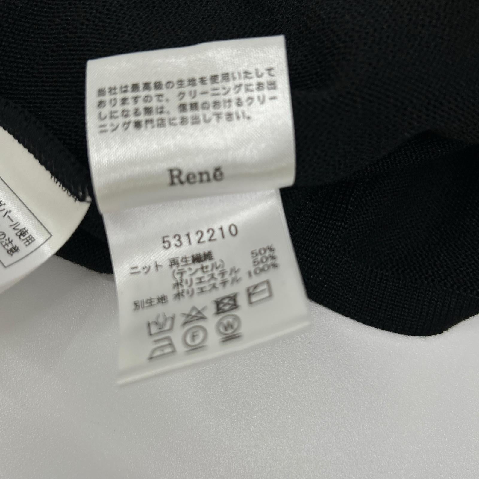 Rene ルネ 5312210 ブラック×ホワイト シアスリーブ ボウタイ 切替ニットカーディガン トップス