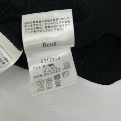 Rene ルネ 5312210 ブラック×ホワイト シアスリーブ ボウタイ 切替ニットカーディガン トップス