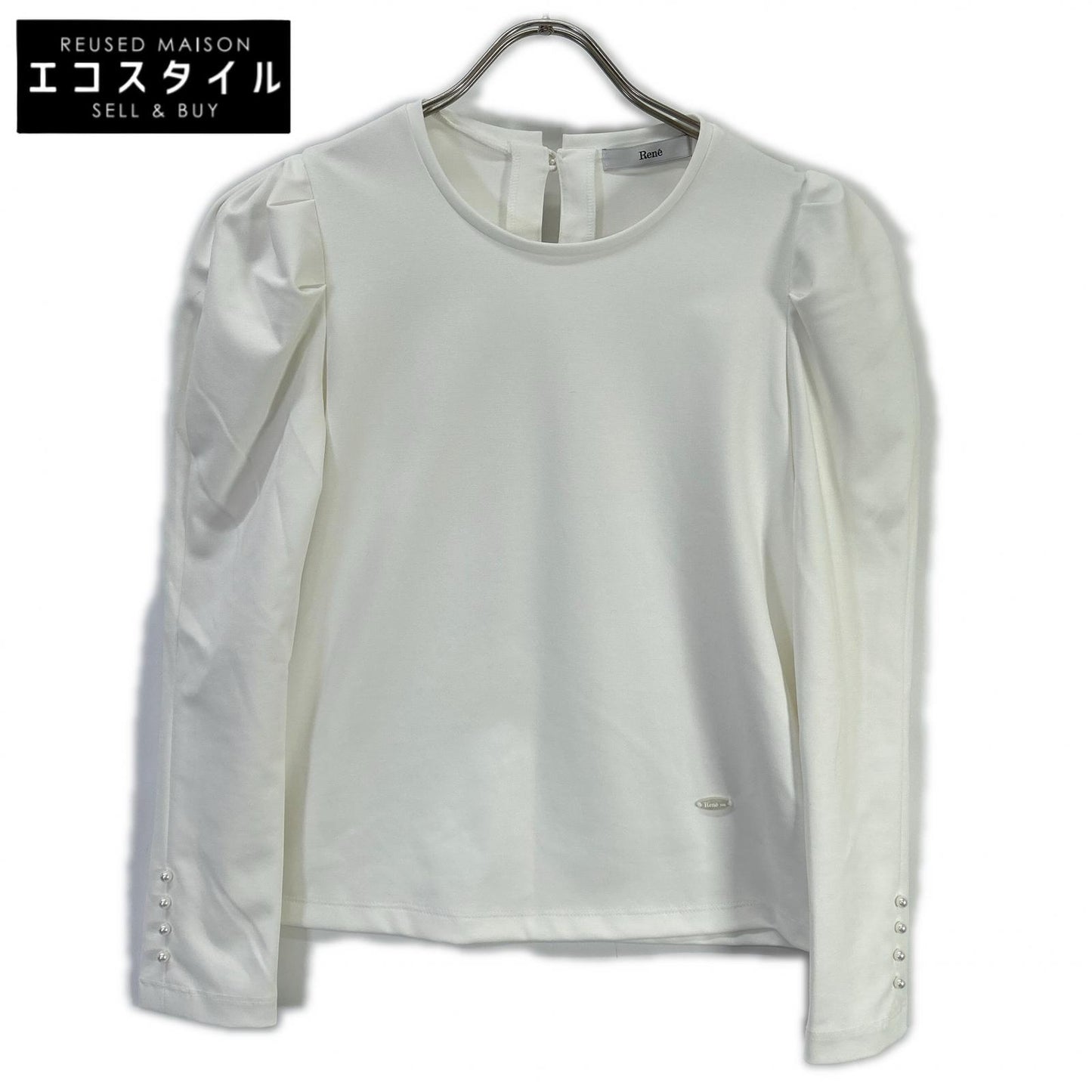Rene ルネ 26SS 6617040 ホワイト ロゴプレート ハイショルダーブラウス トップス