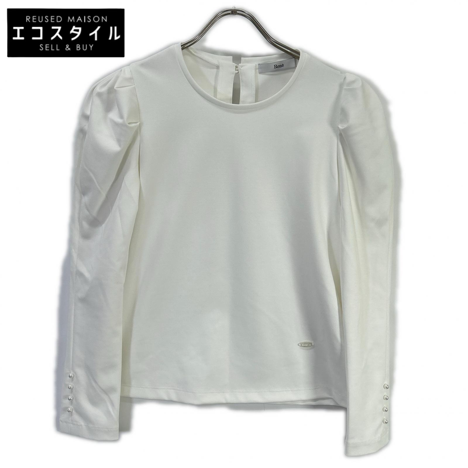 Rene ルネ 26SS 6617040 ホワイト ロゴプレート ハイショルダーブラウス トップス