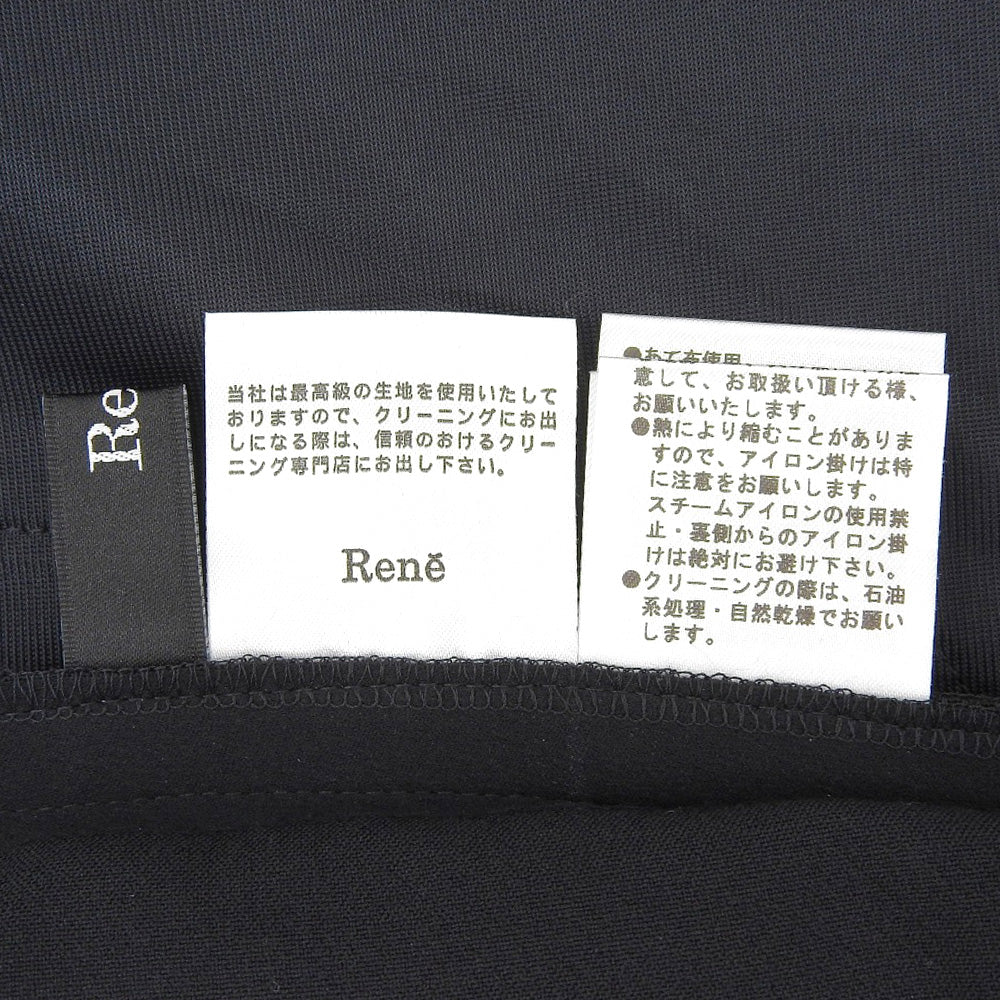 Rene ルネ 美品 レーヨン カメリアボタン スリムパンツ ボトムス レディース ブラック 34 5515010 25SS ボトムス