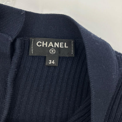 CHANEL シャネル ネイビー パイル地 ココマークボタン ショートスリーブワンピース ワンピース