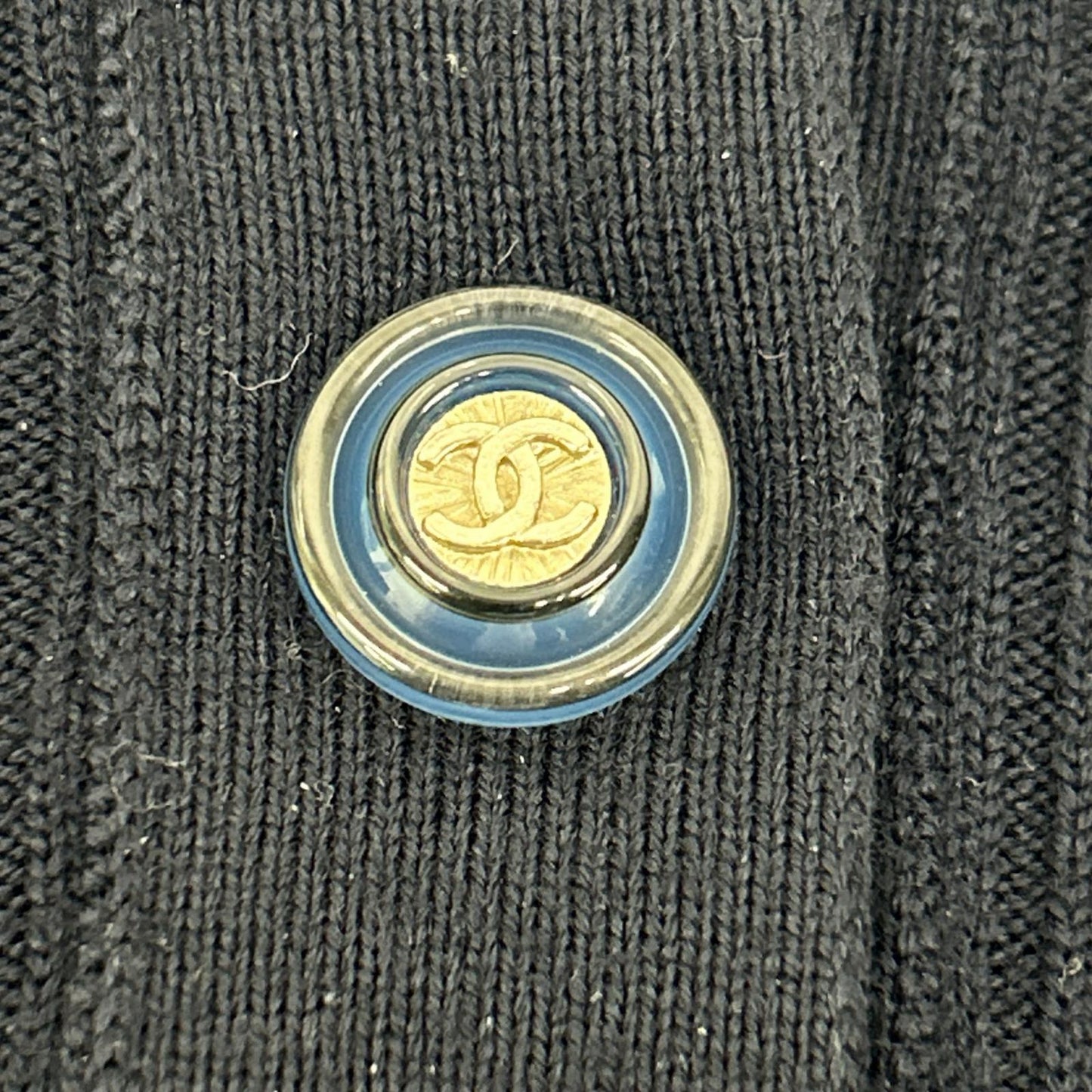 CHANEL シャネル ネイビー パイル地 ココマークボタン ショートスリーブワンピース ワンピース