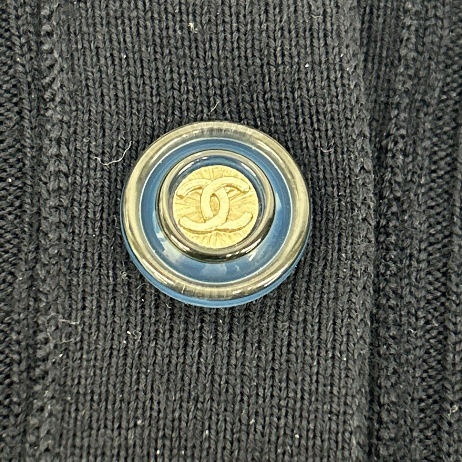 CHANEL シャネル ネイビー パイル地 ココマークボタン ショートスリーブワンピース ワンピース