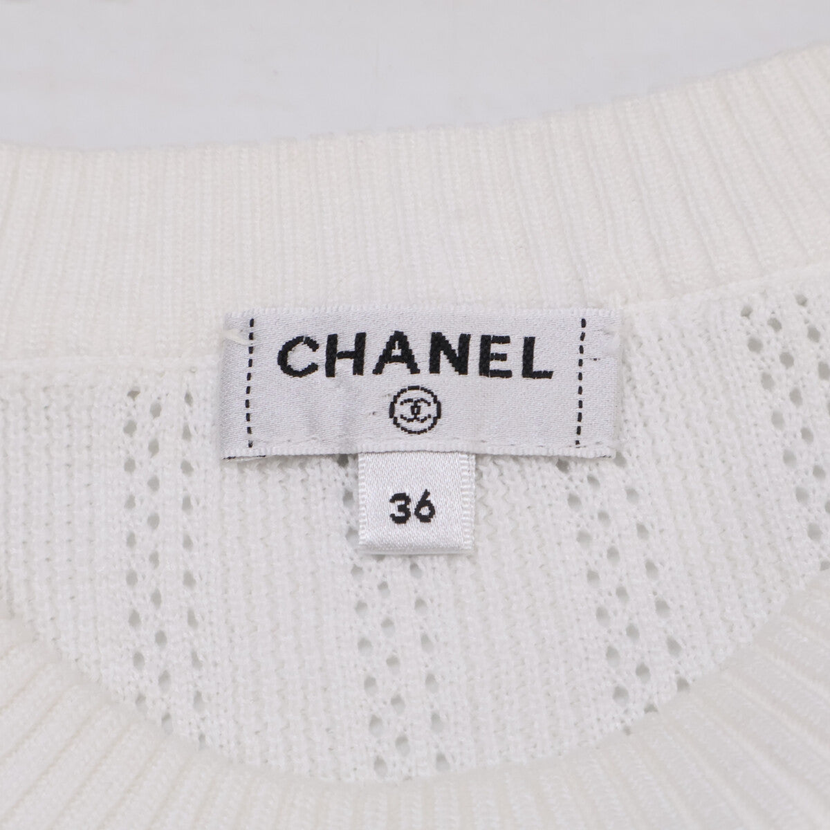 CHANEL シャネル P70400K10048 ココマーク コットン 五分袖ニットセーター トップス