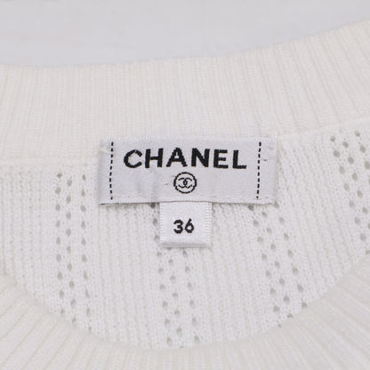 CHANEL シャネル P70400K10048 ココマーク コットン 五分袖ニットセーター トップス