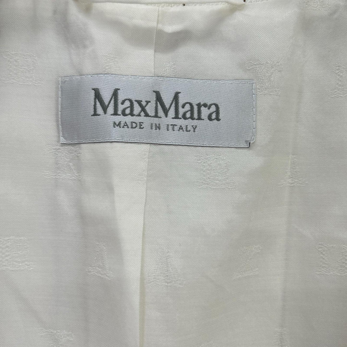 Max Mara マックスマーラ ホワイト ブラウンストライプ 金ボタン ピークドラペルジレ ジャケット